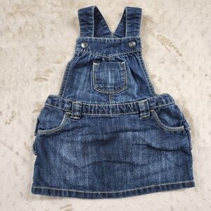 Old Navy Girls Blue Denim Skirt Overalls Ruffle Butt Size 18-24 months